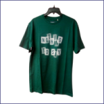 Green cotton T-shirt for men with bold printed graphic